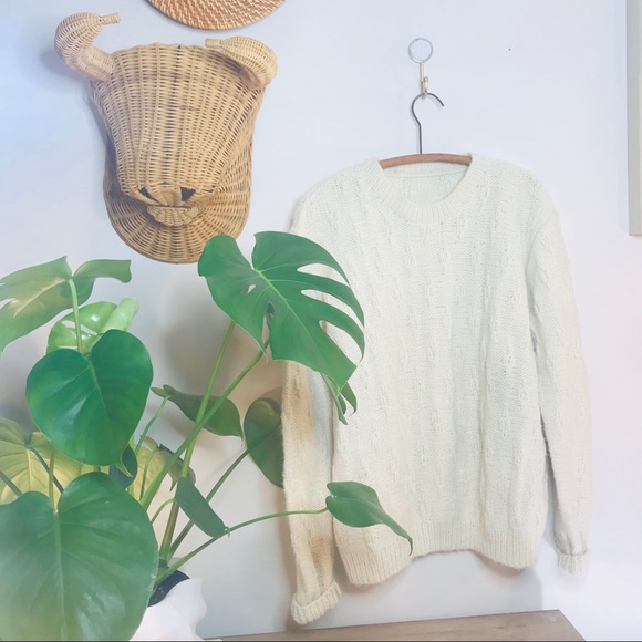 vtg fisherman knit oversized boyfriend sweater - Picture 2 of 8